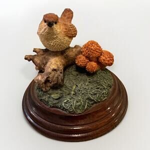 Worchester Hand Painted Bird Wooden Pedestal Made In England Ornamental Studio